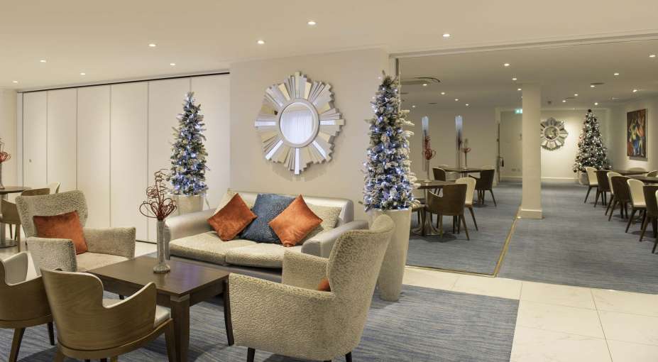 Saunton Sands Hotel Lounge Seating Area with Christmas Decorations