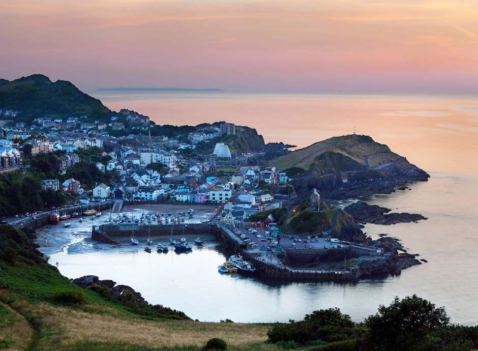 Sunset Aerial View Over Ilfracombe North Devon