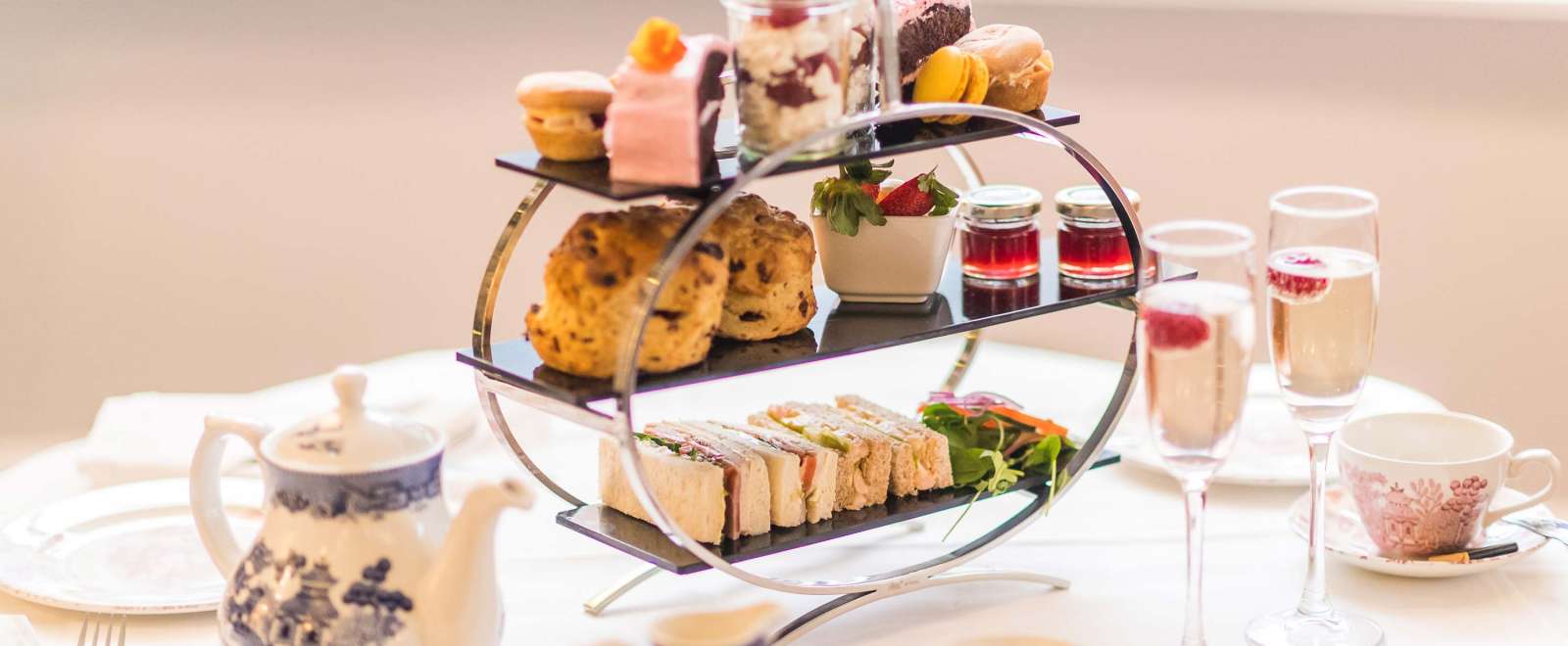Royal and Fortescue Hotel Restaurant Dining Afternoon Tea with Prosecco