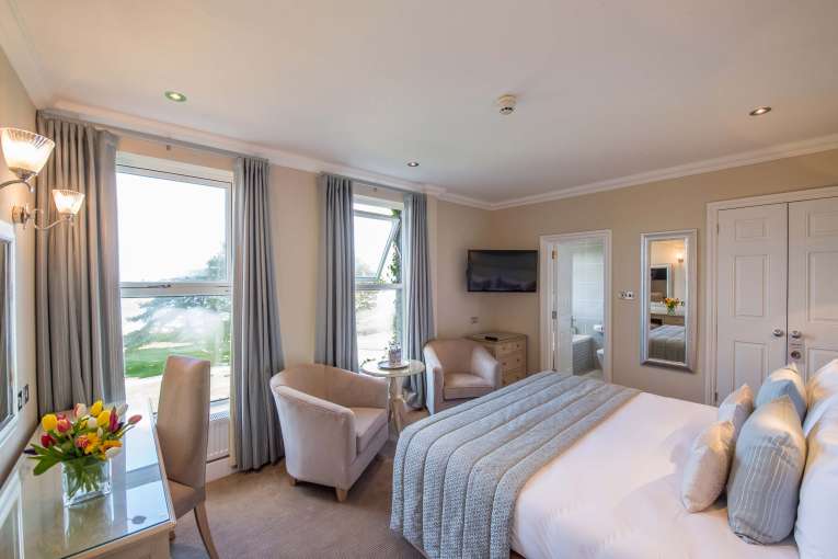 Carlyon Bay Hotel Standard Sea Facing Room (116) Accommodation Bed and Seating