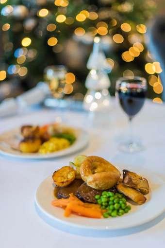 Devon Hotel Restaurant Dining Christmas Roast Dinner with Wine