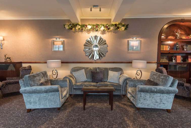 Imperial Hotel Seating Area Decorated for Christmas