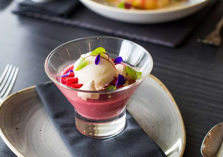 Park Hotel Restaurant Dining Raspberry Panna Cotta Dessert