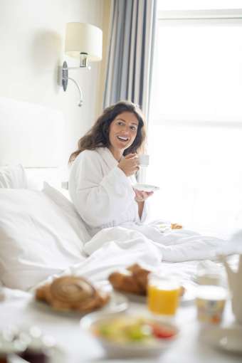 Royal Duchy Hotel Guest Enjoying Breakfast in Bed
