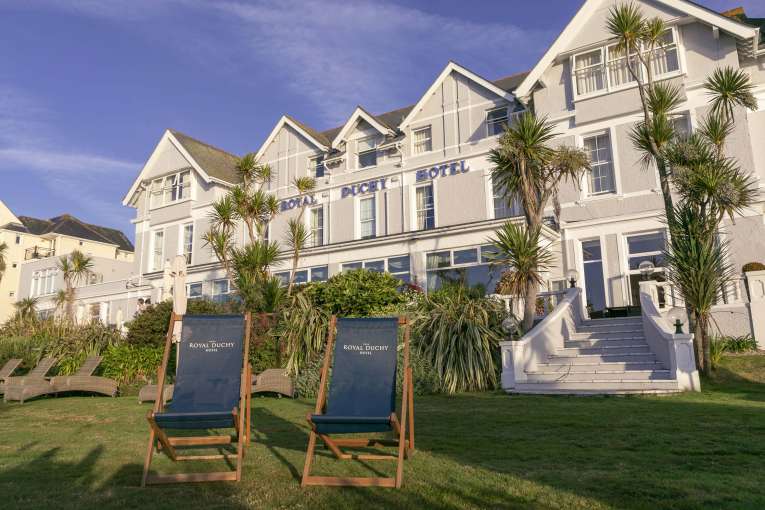 Royal Duchy Hotel External View with Deck Chairs