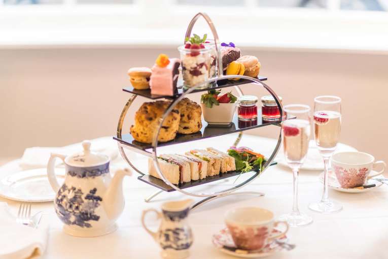 Royal and Fortescue Hotel Restaurant Dining Afternoon Tea with Prosecco