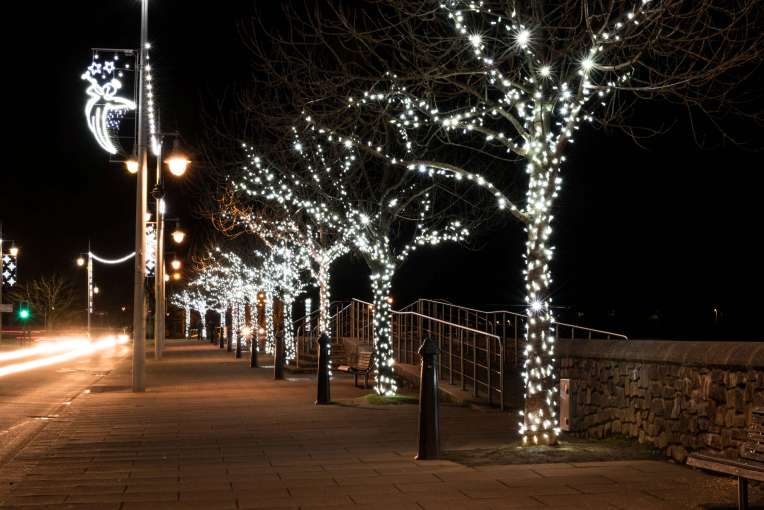 Royal Hotel Local Area Bideford Christmas Lights at Night