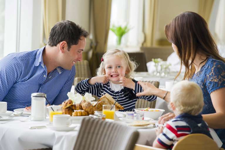 Saunton Sands Hotel Family Enjoying Breakfast in the Restaurant