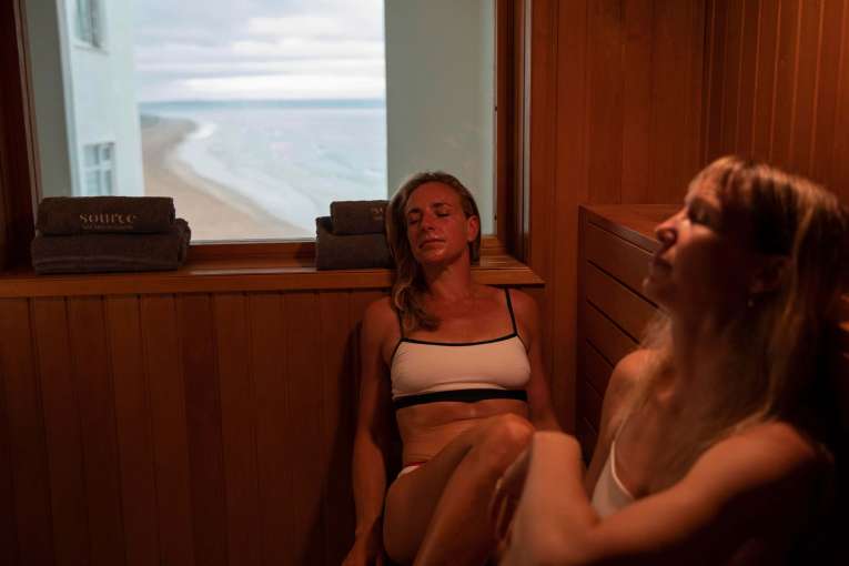 Saunton Sands Hotel Source Spa Guests Relaxing in Sauna Thermal Suite