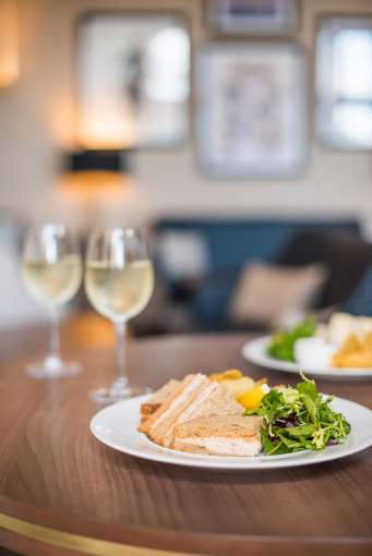 Victoria Hotel Berties Bar Dining Sandwiches and White Wine