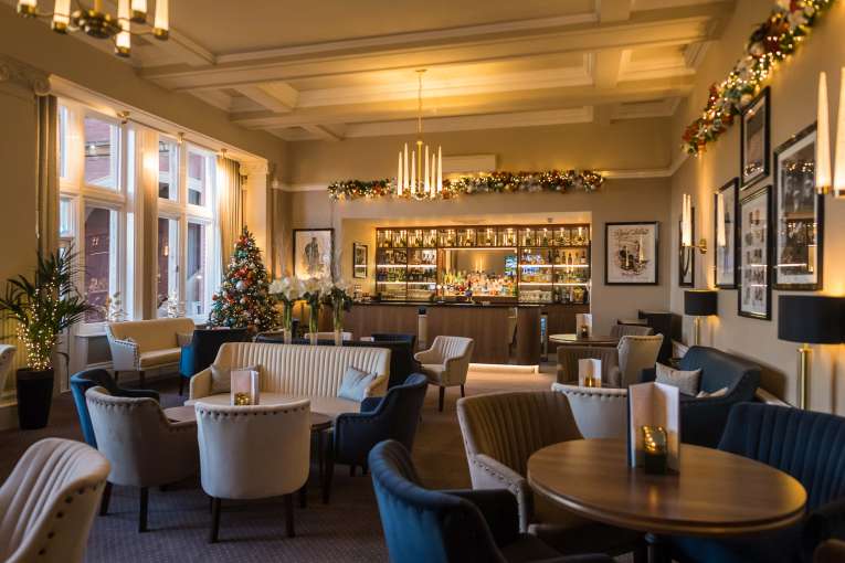 Victoria Hotel Berties Bar Lounge Area at Christmas