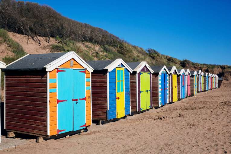 Beach Huts on Saunton Sands Beach North Devon