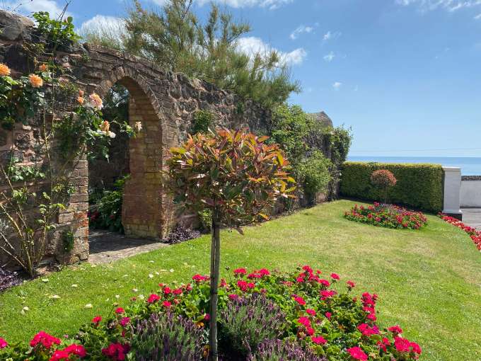 Stone Wall Archway and Rose Garden in Sidmouth South Devon