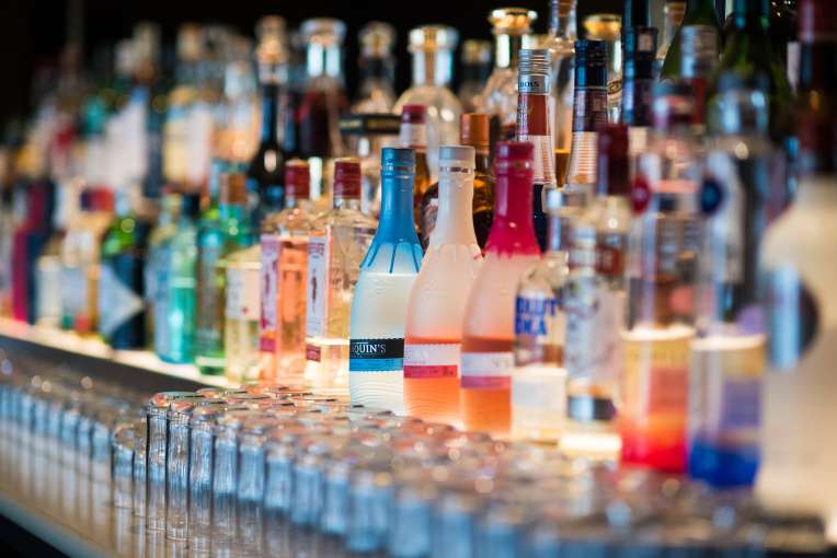 terrace cocktail bar bottles of alcohol behind bar Saunton Sands