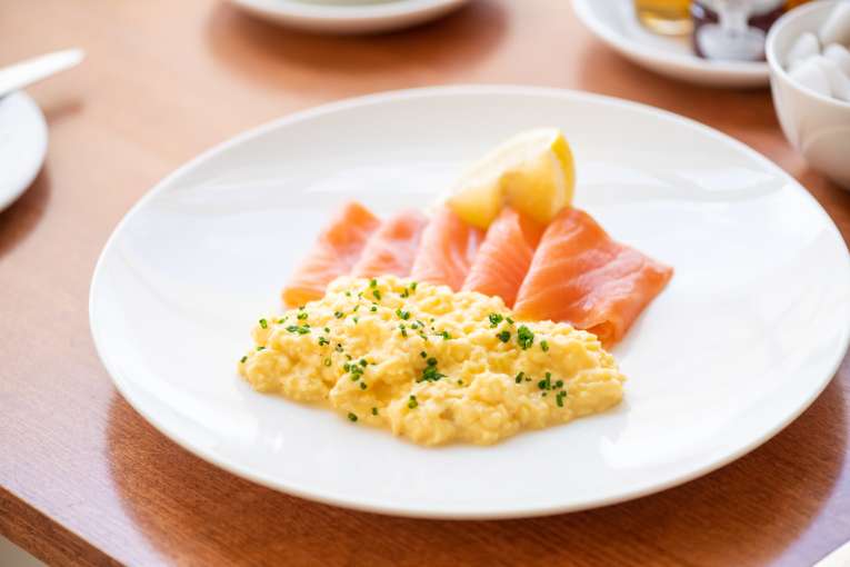 Salmon and Scrambled Egg Breakfast at Saunton Sands Hotel