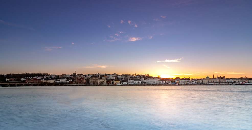 View of Bideford from river at Sunset