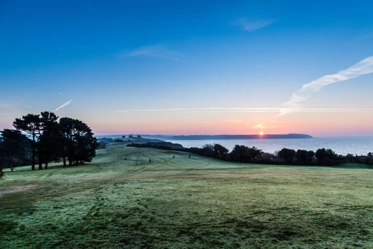 Sunset view of the carlyon bay golf course