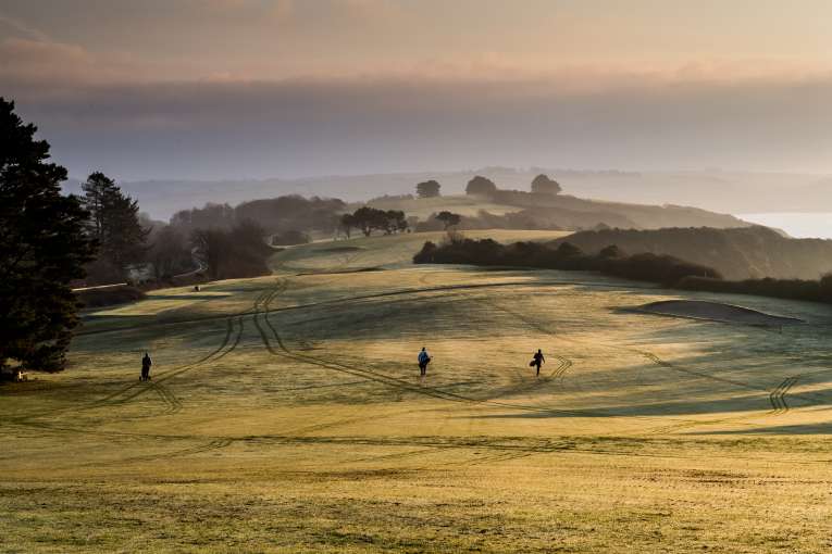 View of the 1st tee to fairway at Carlyon Bay Golf Course in Cornwall