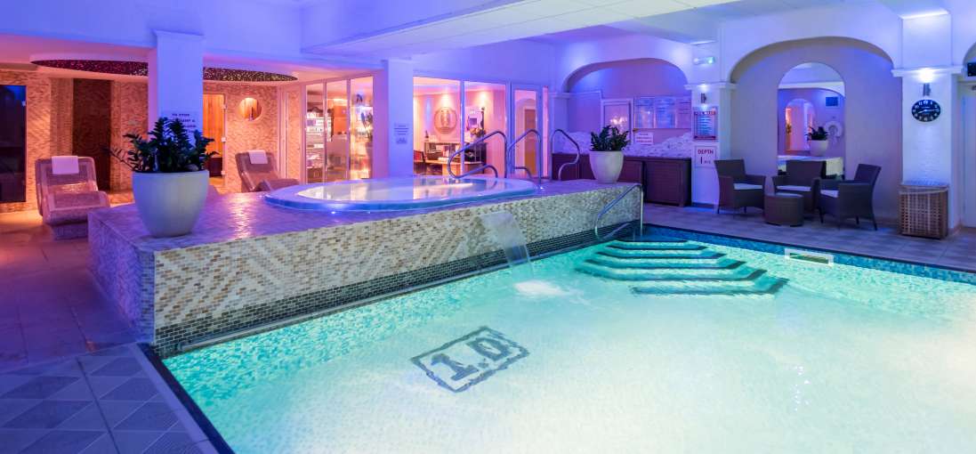 The indoor pool at the Carlyon Bay Hotel Spa