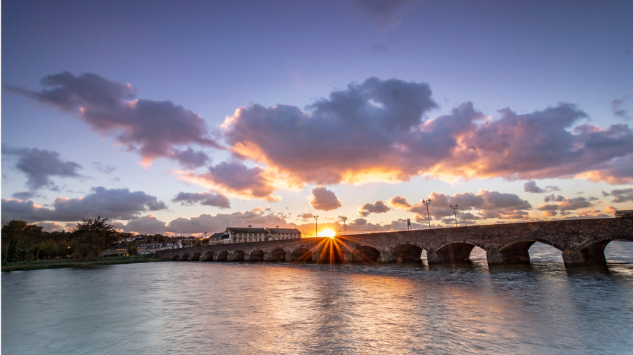 Barnstaple old bridge at sunset