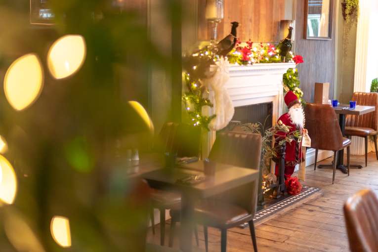 Merchants Bistro decorated for Christmas 