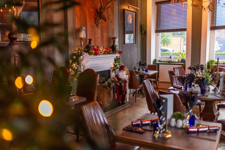 Merchants Bistro at The Royal Hotel with Christmas decorations