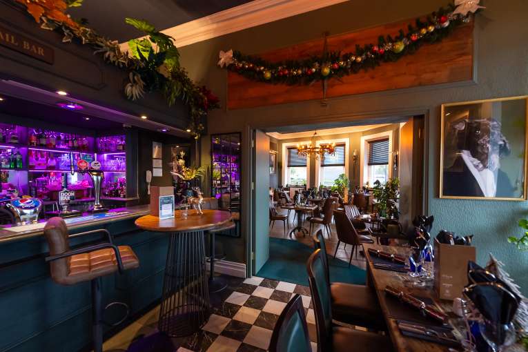 Merchants Bistro at The Royal Hotel with Christmas decorations