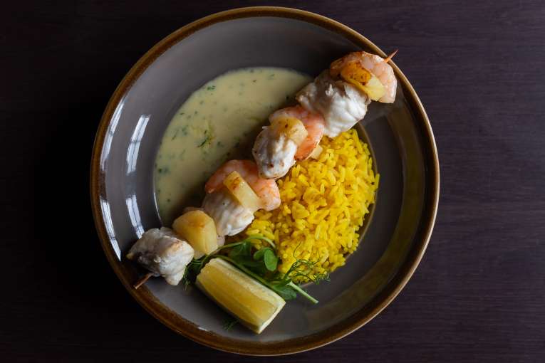 Monkfish & King prawn Skewer At The Devon Hotel