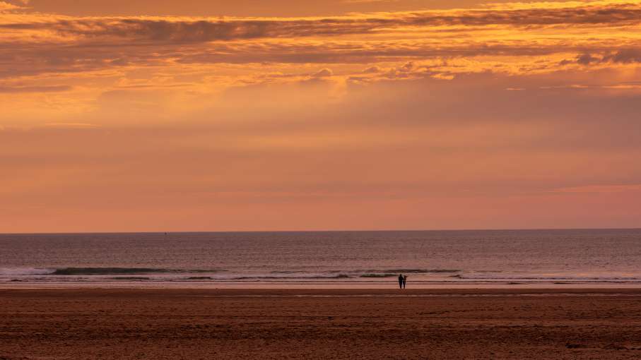 Sunset on beach during Autumn