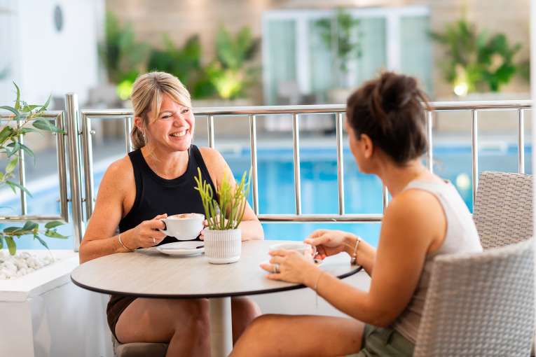 2 ladies having something to drink at Barnstaple Health & Leisure