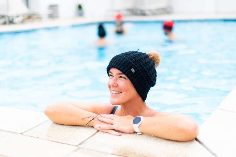 Woman cold water swimming at Barnstaple Health & Leisure