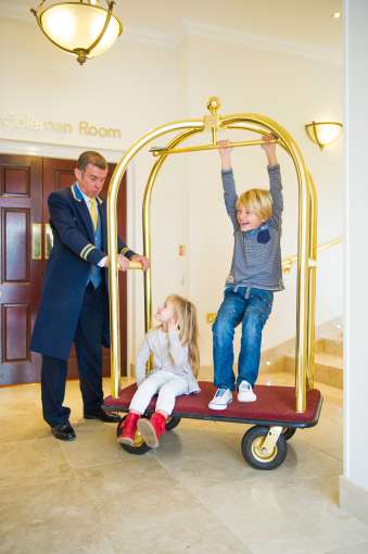 James with kids on Trolley