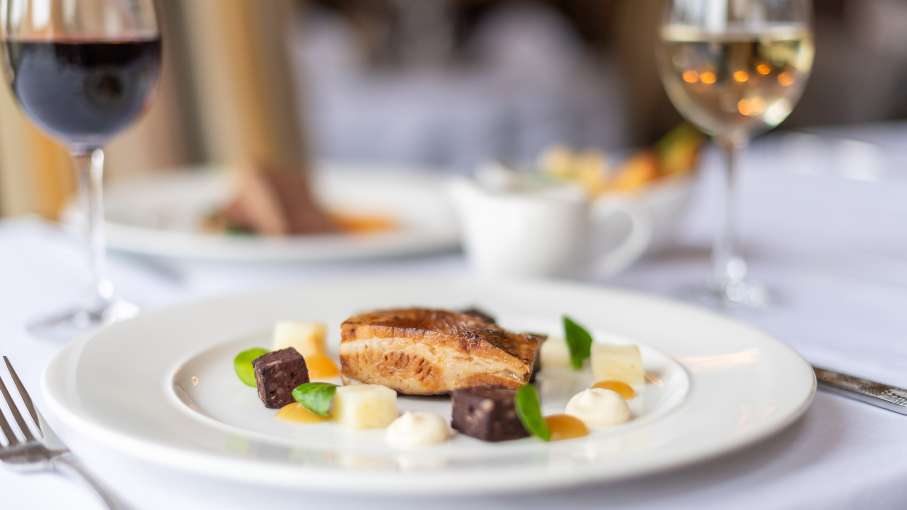 Pork dish on a white plate