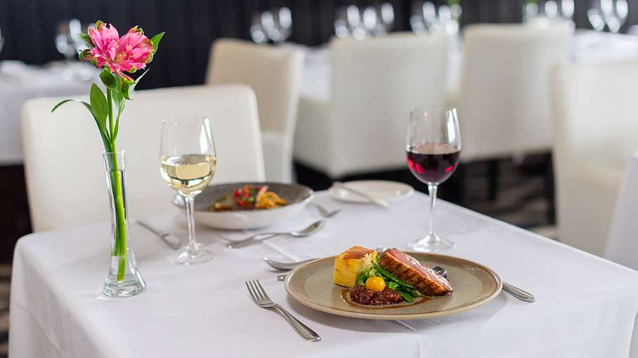 Duck main course in the Bay View Restaurant