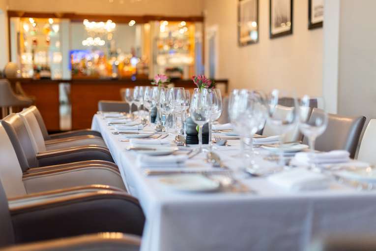 Table set up for private dining at The Royal Duchy Hotel 