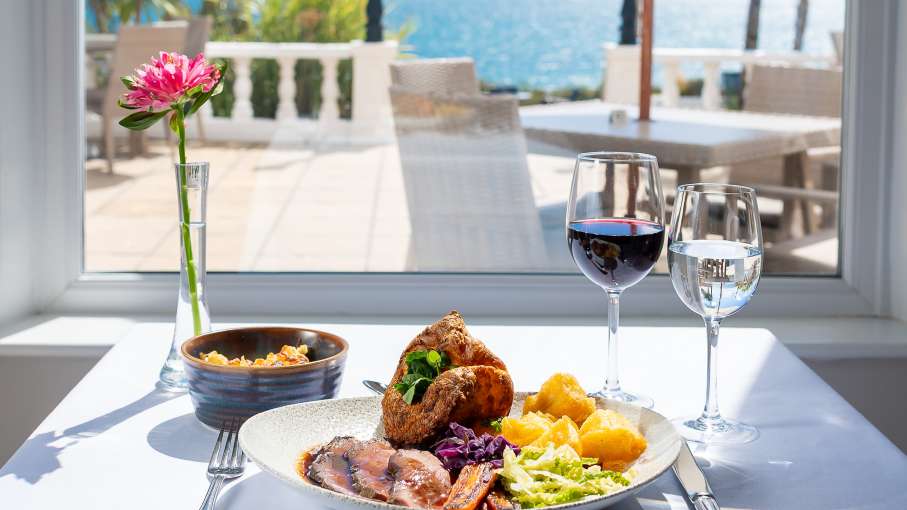 Sunday Lunch with view of the sea at The Royal Duchy Hotel