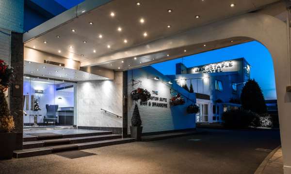 Barnstaple Hotel Entrance at Nighttime