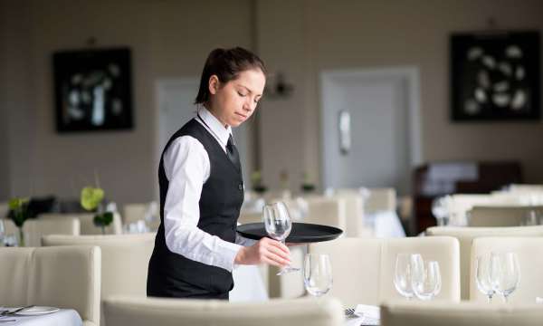 Carlyon Bay Hotel Restaurant Staff Setting Tables