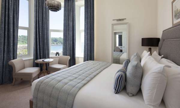 Royal Duchy Hotel Accommodation Bedroom with Seating Area and Sea View