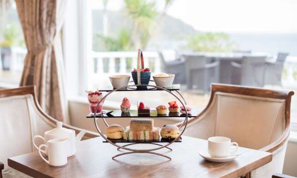 Royal Duchy Hotel Restaurant Dining Afternoon Tea and View of Pendennis