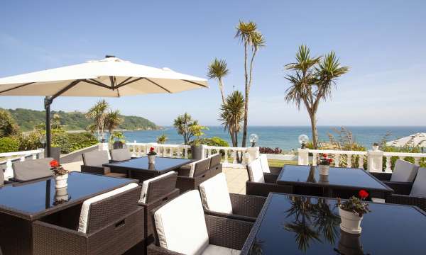 Royal Duchy Hotel Outdoor Seating Area on the Terrace Overlooking the Sea