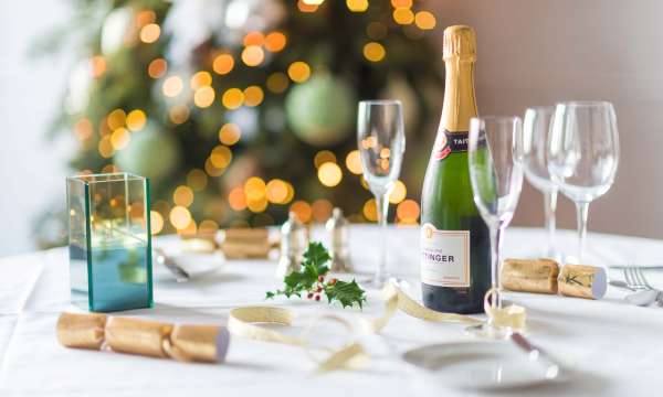 Royal Duchy Hotel Christmas Party Table with Champagne