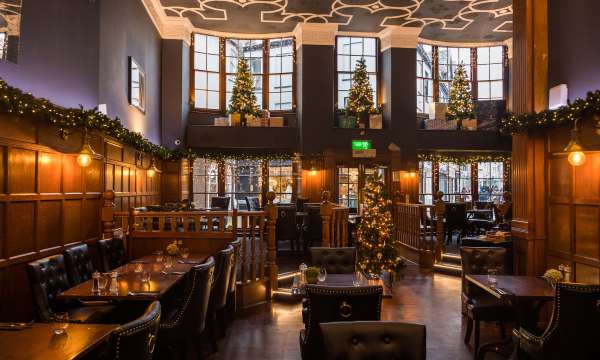 Royal and Fortescue Hotel 62 the Bank Restaurant Dining Area with Christmas Decorations