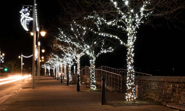 Royal Hotel Local Area Bideford Christmas Lights at Night