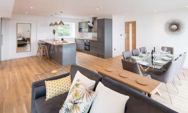 Saunton Sands Hotel Penthouse Apartment Accommodation Lounge Kitchen and Dining Areas
