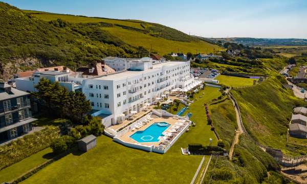 Saunton Sands Hotel Aerial View with Outdoor Pool