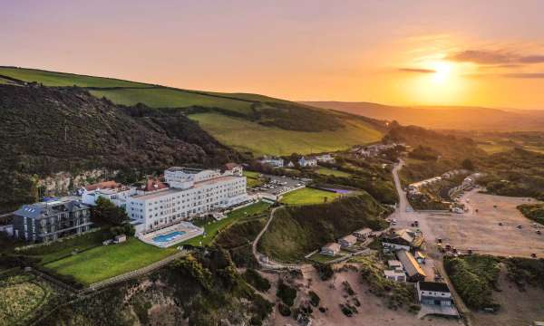 Saunton Sands Hotel Aerial View at Sunrise