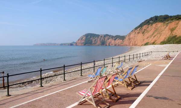 Deck Chairs at Jacobs Ladder Beach in Sidmouth South Devon