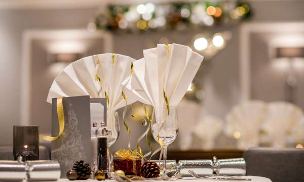 Table laid up for Christmas party at the royal and Fortescue