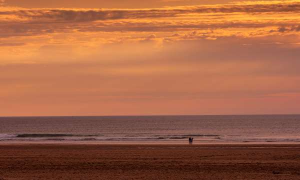 Sunset on beach during Autumn